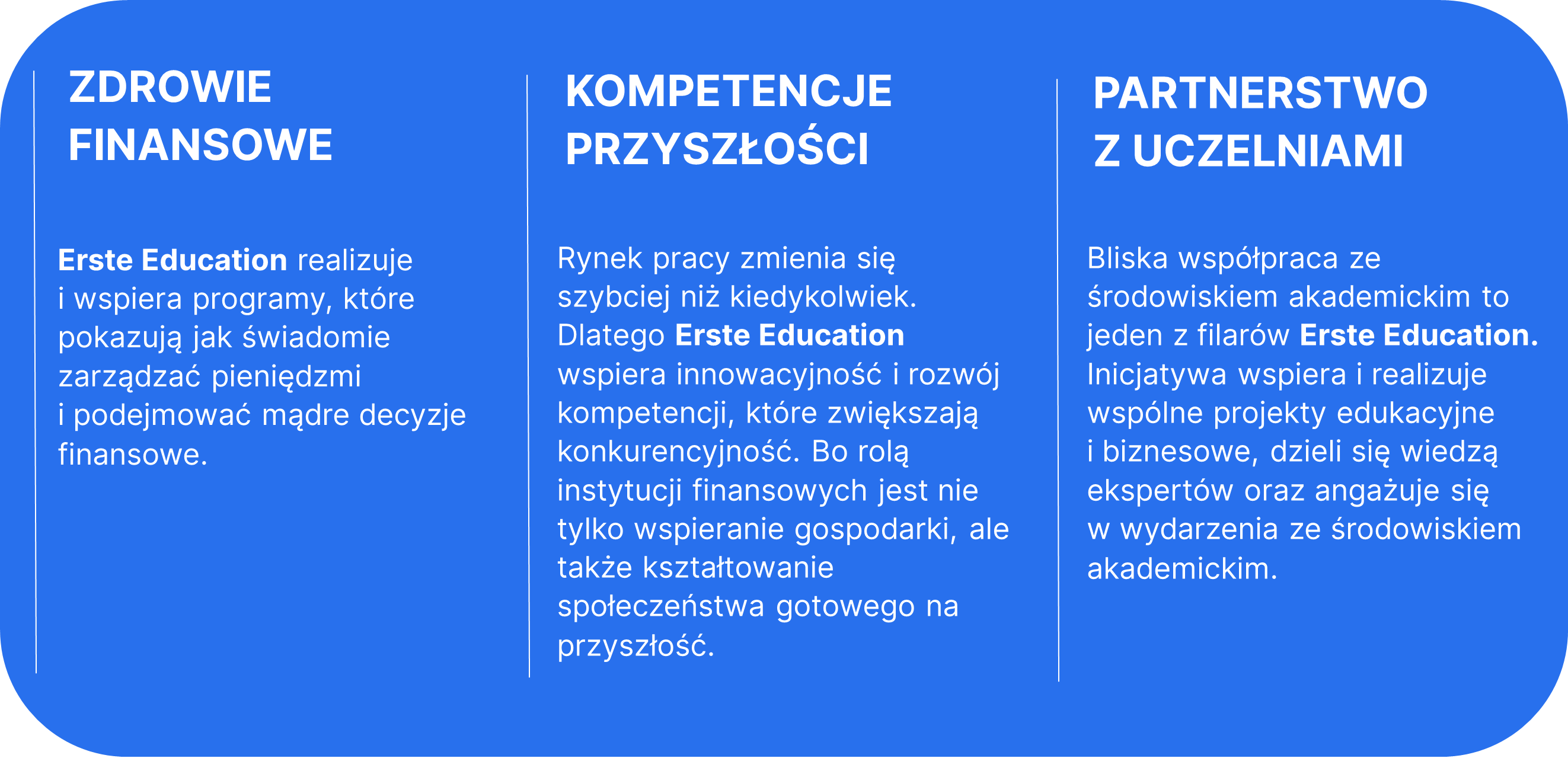 Obszary działania Erste Education